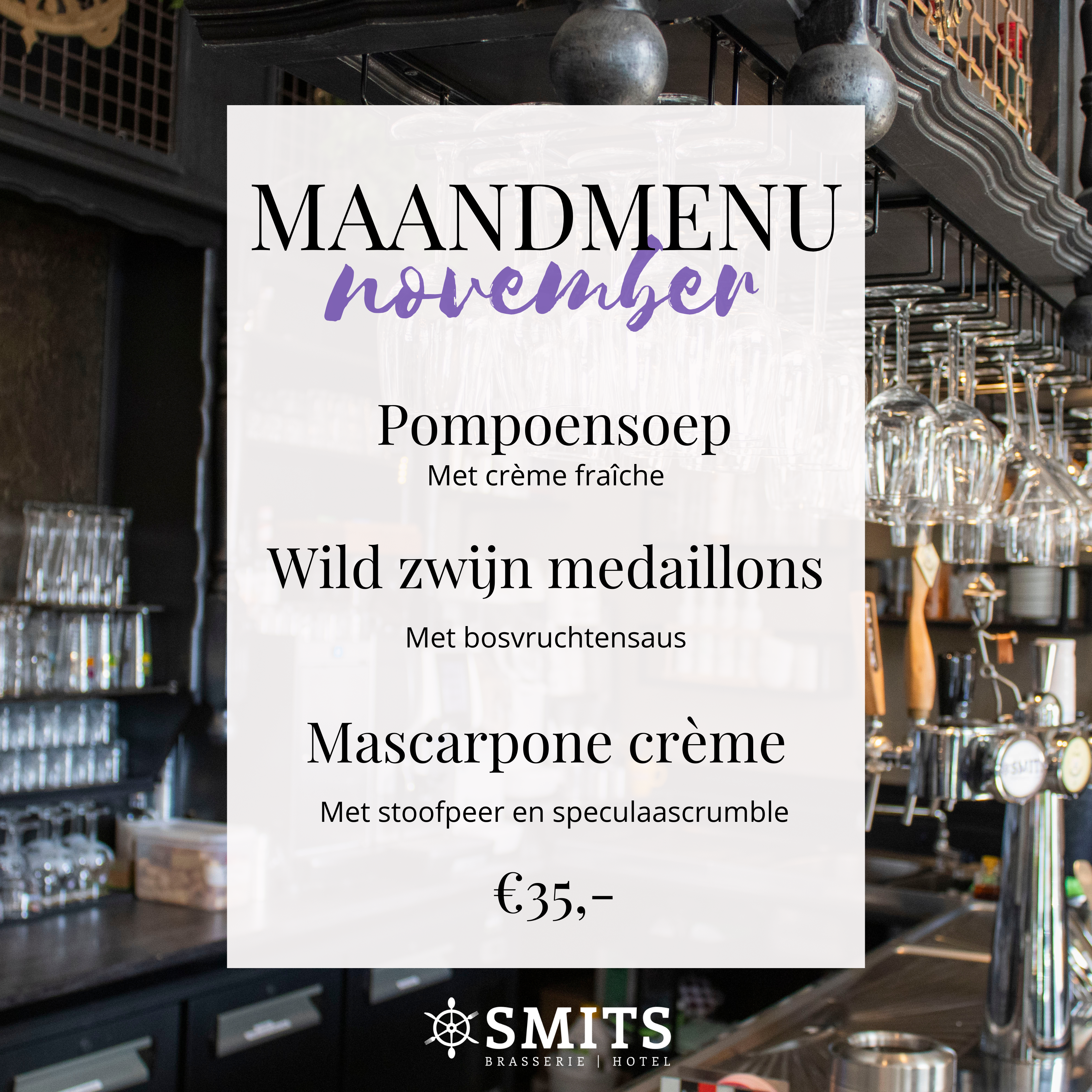 Hotel Brasserie Smits Maandmenu april 2025
